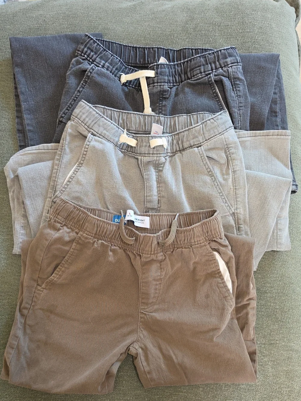 Old Navy 10-12 Elastic-Waist Drawstring Pants - Brown, Gray, Washed Black
